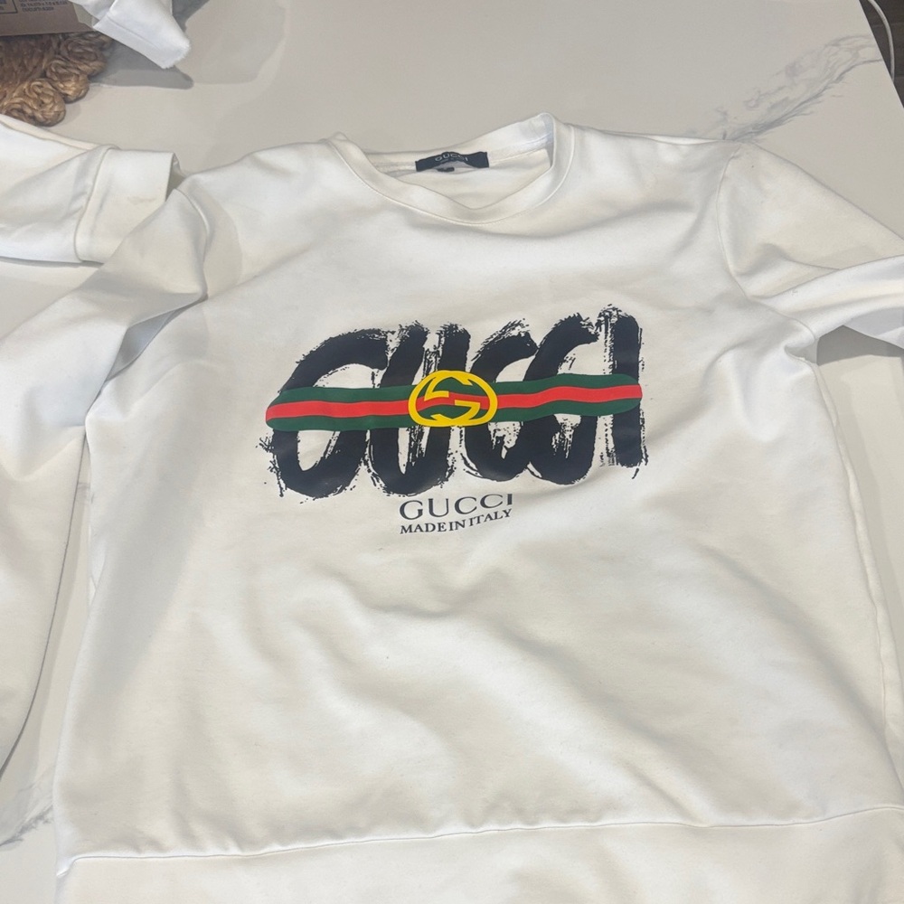 Gucci Kids White Sweatshirt with Iconic Logo